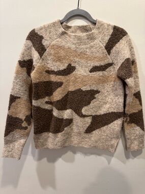 RD Style (Anthropologie) Neutral Camo Crewneck Sweater in Beige and Brown
